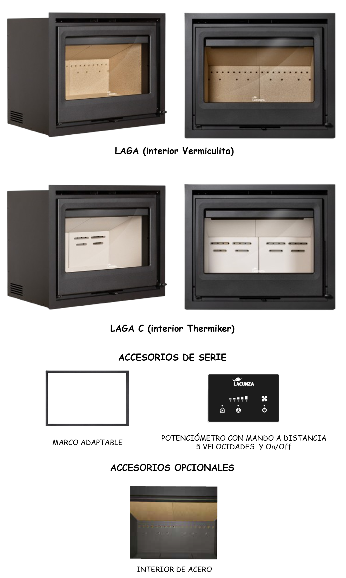 Chimenea Lacunza de acero modelo Laga / Laga C